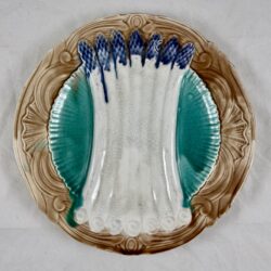 Orchies Majolica Teal Blue Asparagus Plate - SOLD